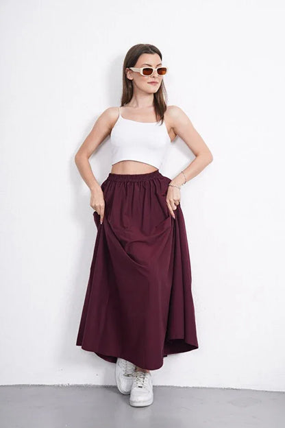 TRENDYOL-Gülmude Long Elastic Waist Poplin Fabric Double Pocket - alotasawkli