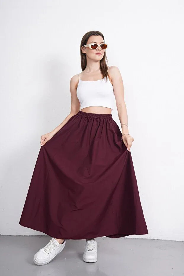 TRENDYOL-Gülmude Long Elastic Waist Poplin Fabric Double Pocket - alotasawkli