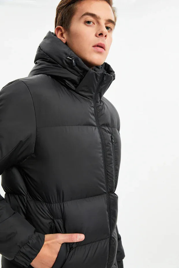 TRENDYOL-D1fference Men's Black Thick Lined Hooded Padded Sport Winter Jacket - alotasawkli