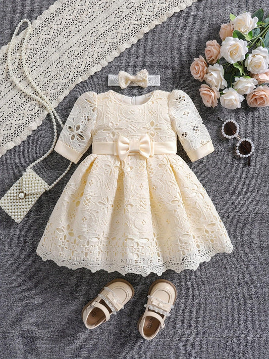 TEMU-Girls' Special Occasion Dress + Headband - alotasawkli