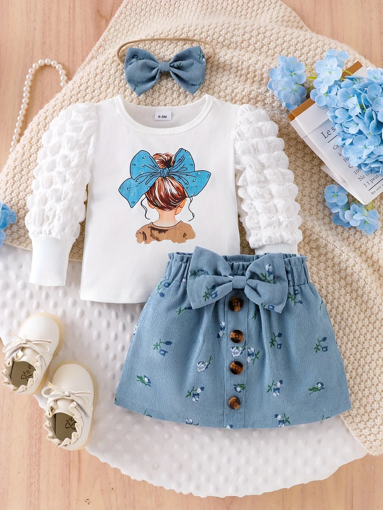 TEMU-A Three-Piece Set for Baby Girls Featuring - alotasawkli