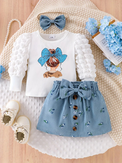 TEMU-A Three-Piece Set for Baby Girls Featuring - alotasawkli