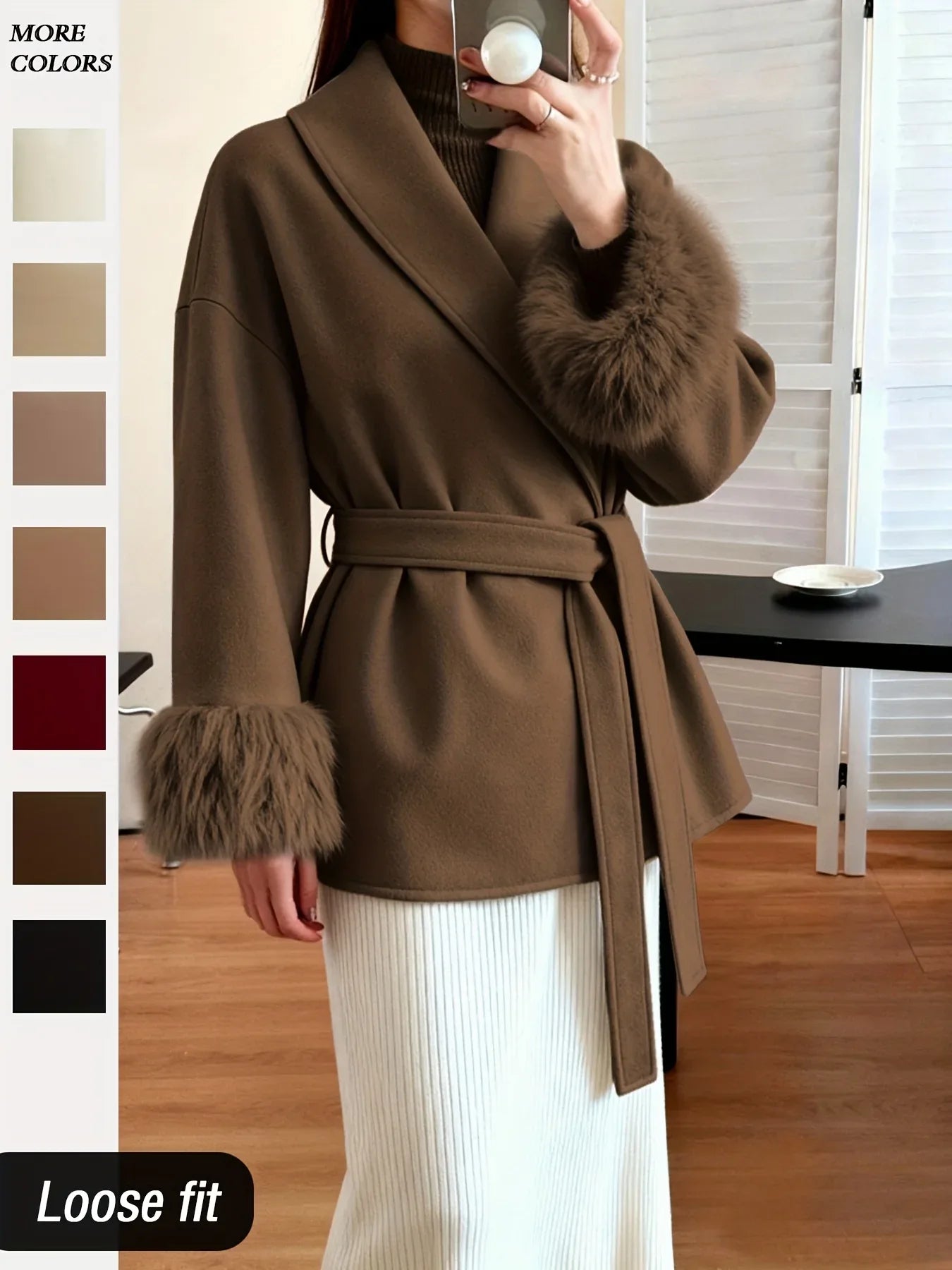 TEMU-Women's Fashion Elegant Furry Sleeve - alotasawkli