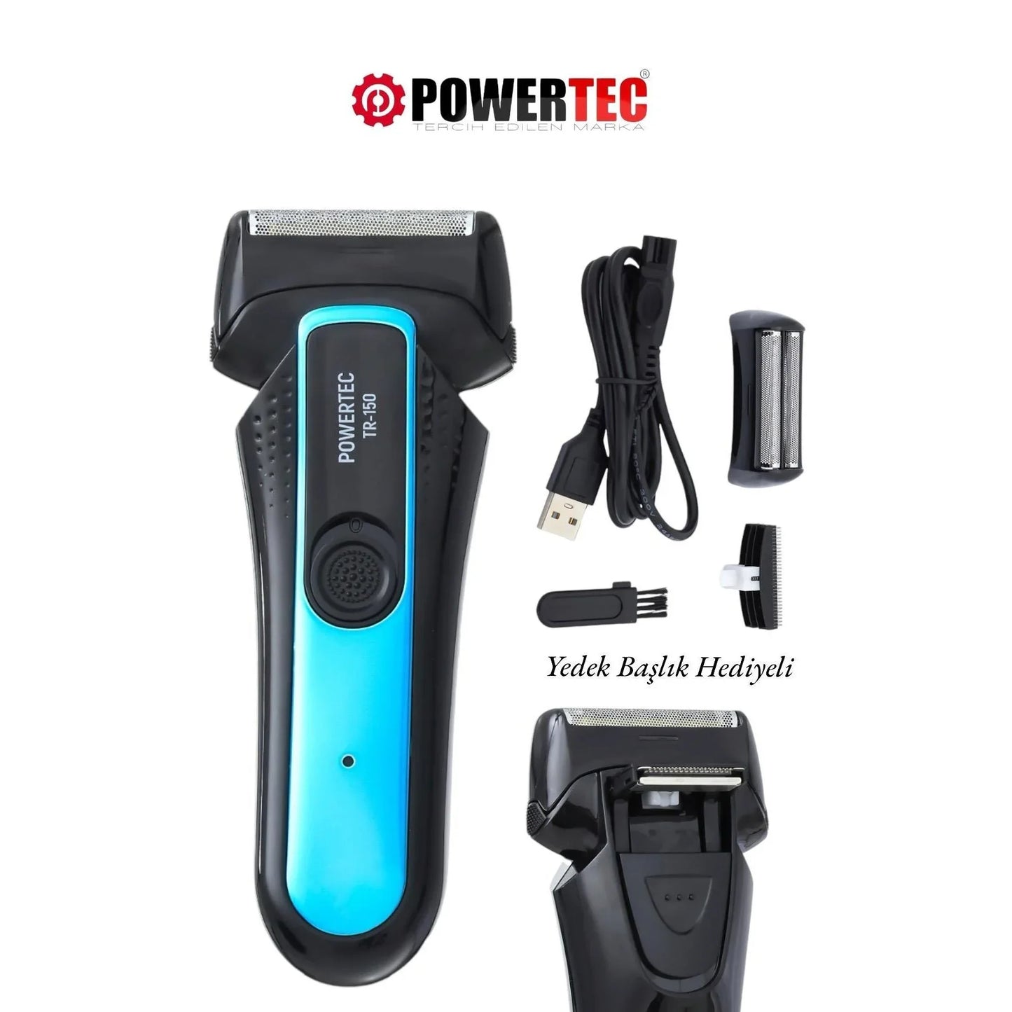 ماكينة حلاقة اللحية والخدين Powertec TR-150 Daily Zero Cut، قابلة للشحن - alotasawkli