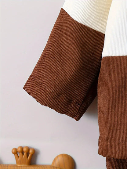 TEMU-Boys' Lapel Patchwork Shirt + Solid Color Shorts Two-Piece - alotasawkli