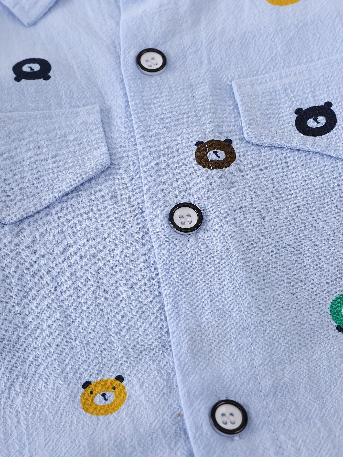 TEMU-Boys' Print Outfit with a Bear Pocket Long-Sleeve - alotasawkli