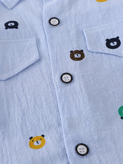 TEMU-Boys' Print Outfit with a Bear Pocket Long-Sleeve - alotasawkli