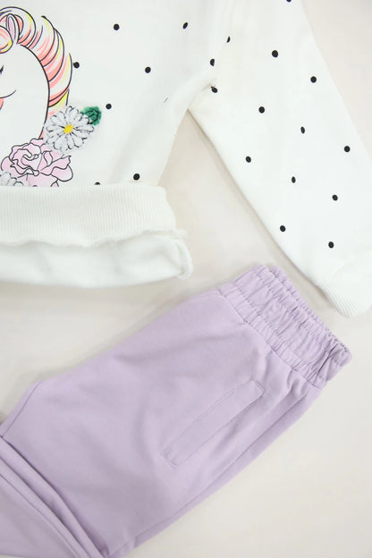 Kids' Fleece-Lined Lilac Tracksuit Set – Ages 2-5