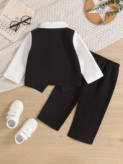 TEMU-Gentleman Bow Tie Outfit for Boys , 2pcs Set - alotasawkli
