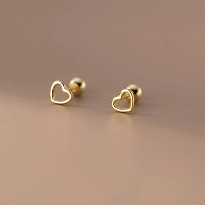TEMU-A Set of Hollow Heart-Shaped Stud Earrings - alotasawkli