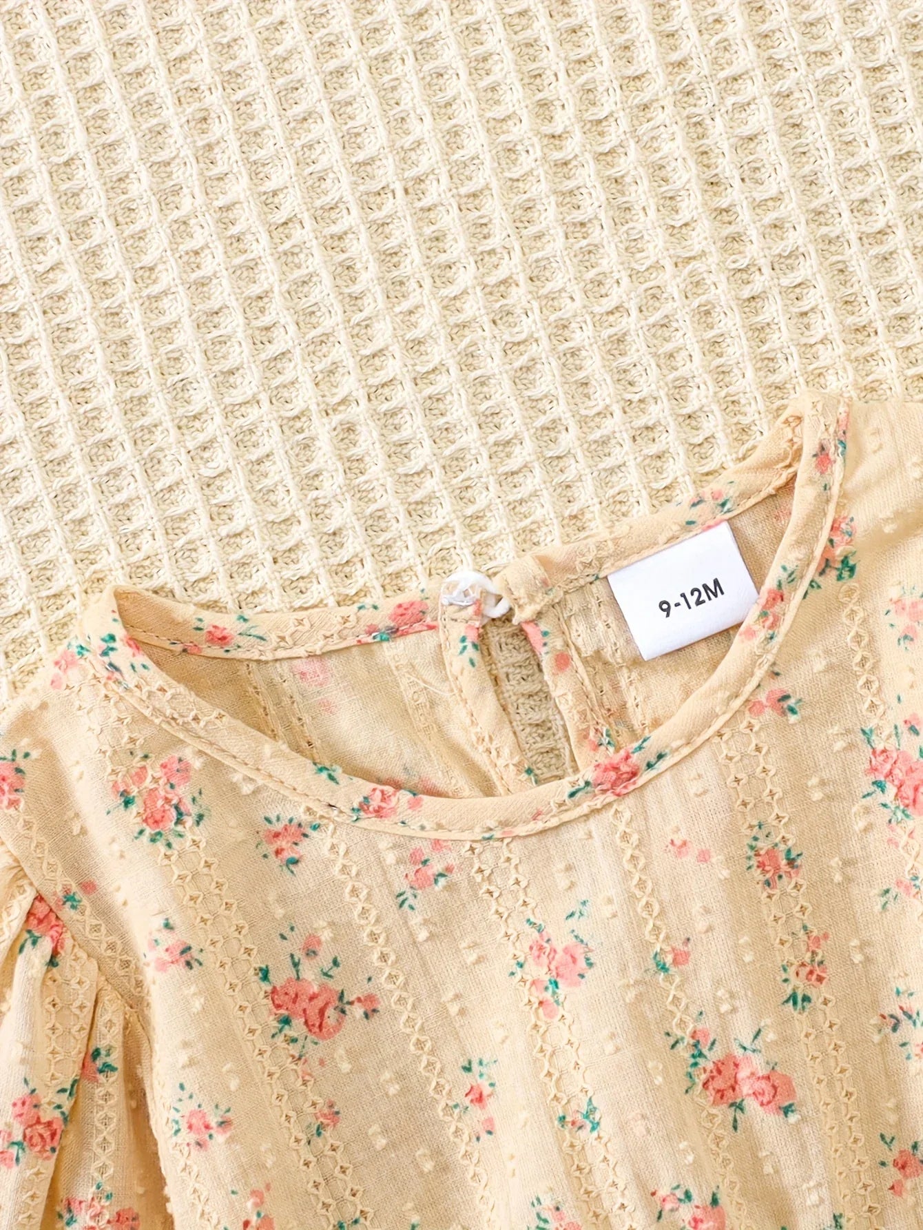 1pc Girls' Comfortable Cotton Jacquard Floral Pattern Spliced Dress - alotasawkli