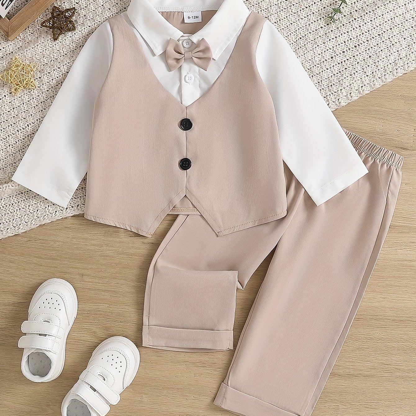 TEMU-Gentleman Bow Tie Outfit for Boys , 2pcs Set - alotasawkli