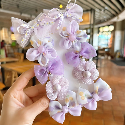 10pcs Adorable Mixed Color Flower & Bow Hair Clip - alotasawkli
