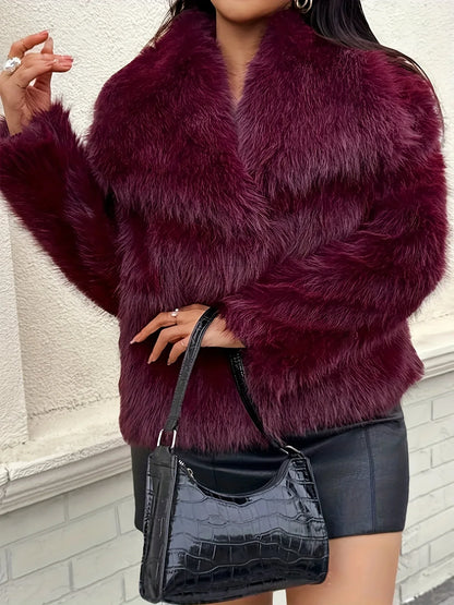 TEMU-Women'S Elegant Faux Fur Coat - alotasawkli