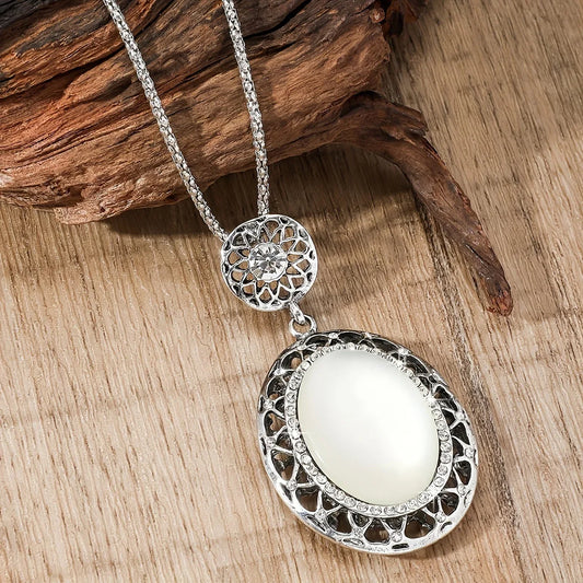 TEMU-New Stylish Oval Pendant Necklace with a Unique Vibe - alotasawkli