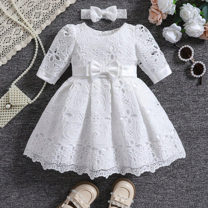 TEMU-Girls' Special Occasion Dress + Headband - alotasawkli