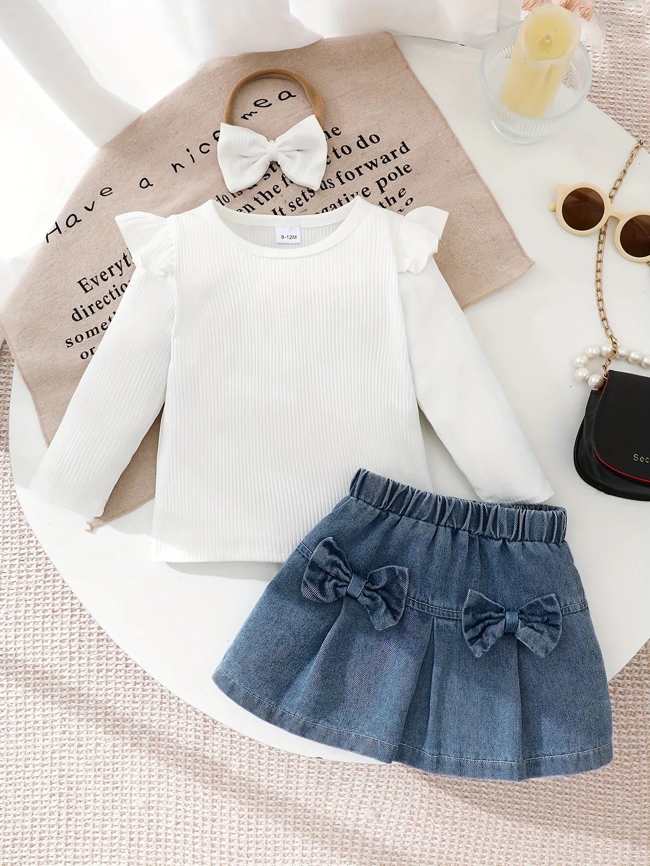 TEMU-A Three-Piece Set for Baby Girls Featuring - alotasawkli