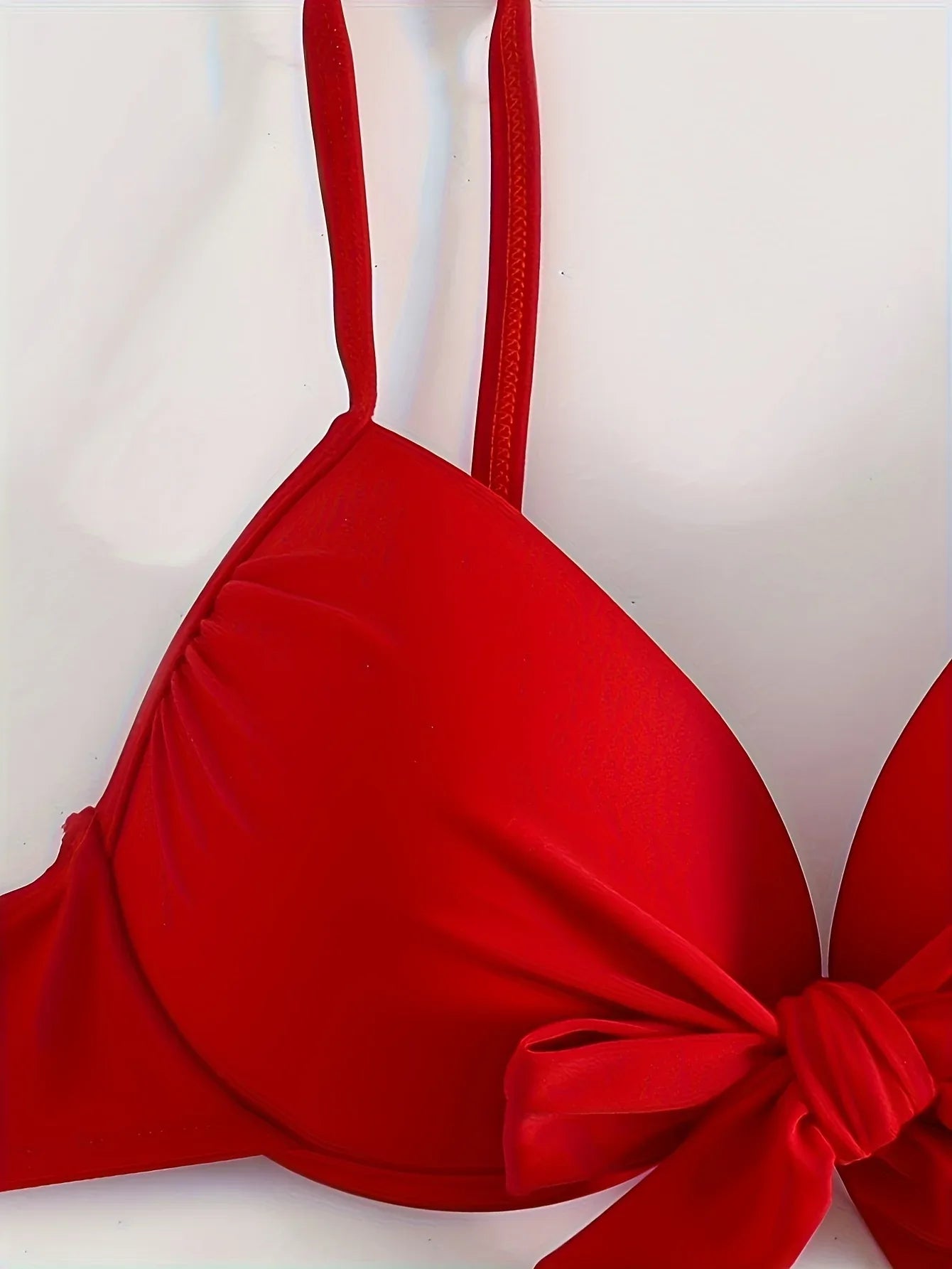 TEMU-Big Red Gathered Hard Pack Strap Bikini Set - alotasawkli
