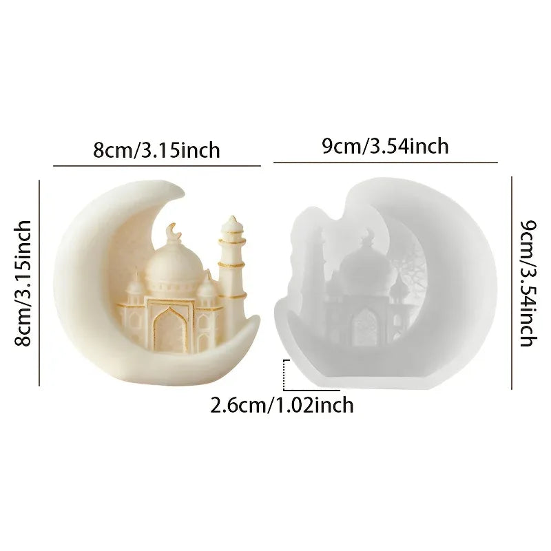 TEMU-Silicone Moon Castle Candle Mold - alotasawkli