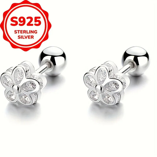 TEMU-Flower Twist Screw Ear Studs for Women - alotasawkli