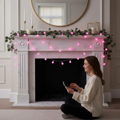 شريط إضاءة LED وردي بطول 5 أمتار - إضاءة LED زخرفية لعيد الميلاد لتزيين الطاولة وغرفة - alotasawkli