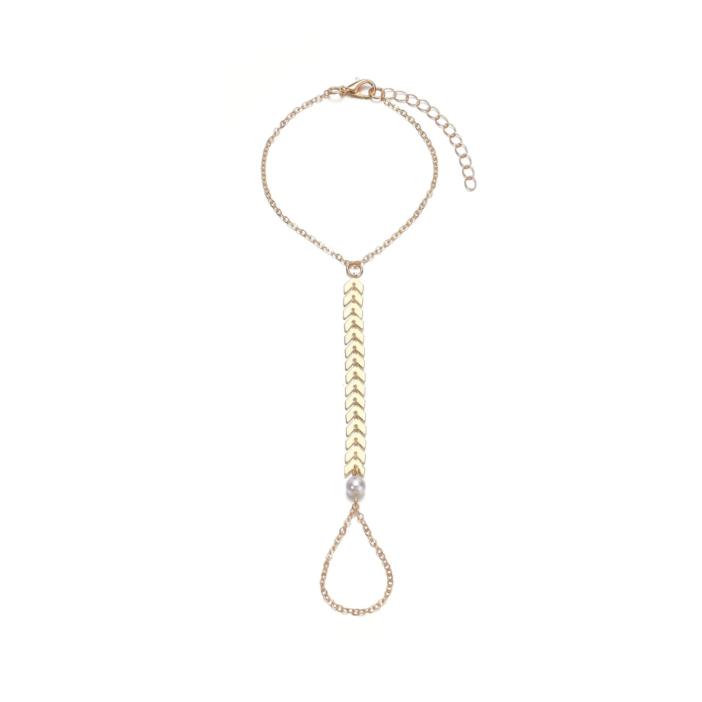 A Stylish Pearl Alloy Airplane Chain Ring Bracelet for Women. - alotasawkli