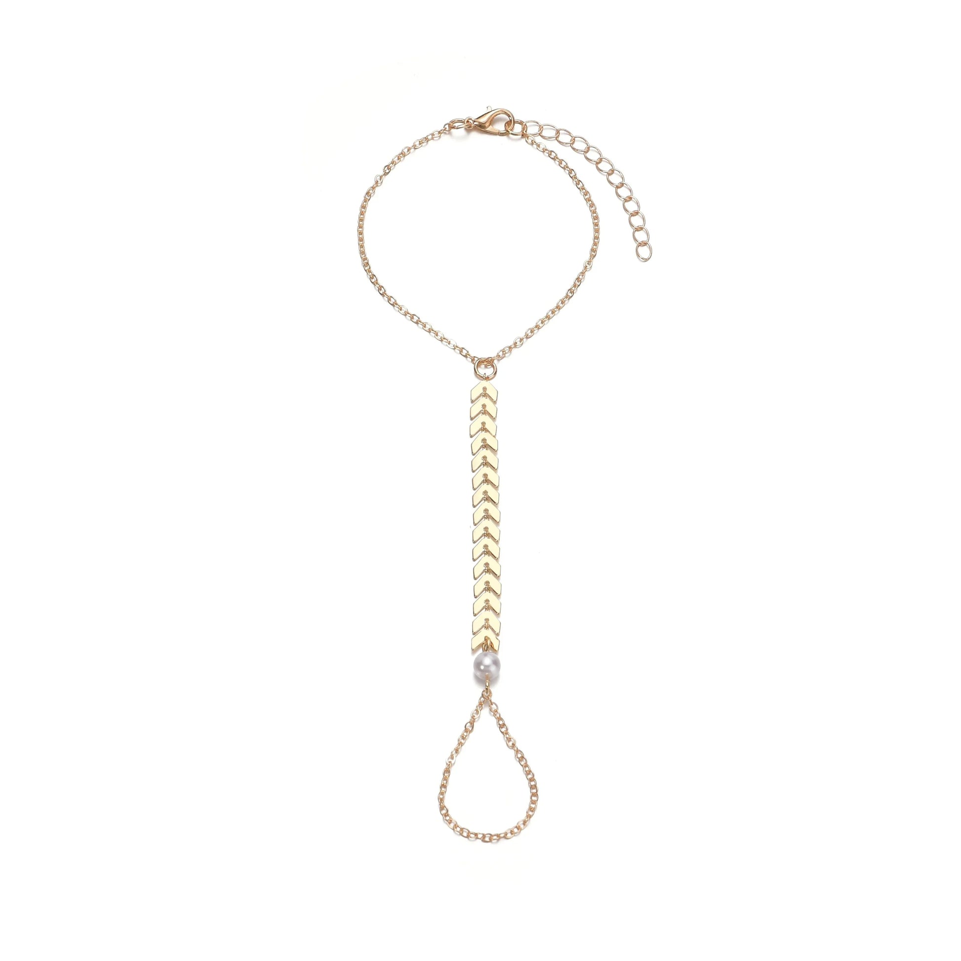 A Stylish Pearl Alloy Airplane Chain Ring Bracelet for Women. - alotasawkli