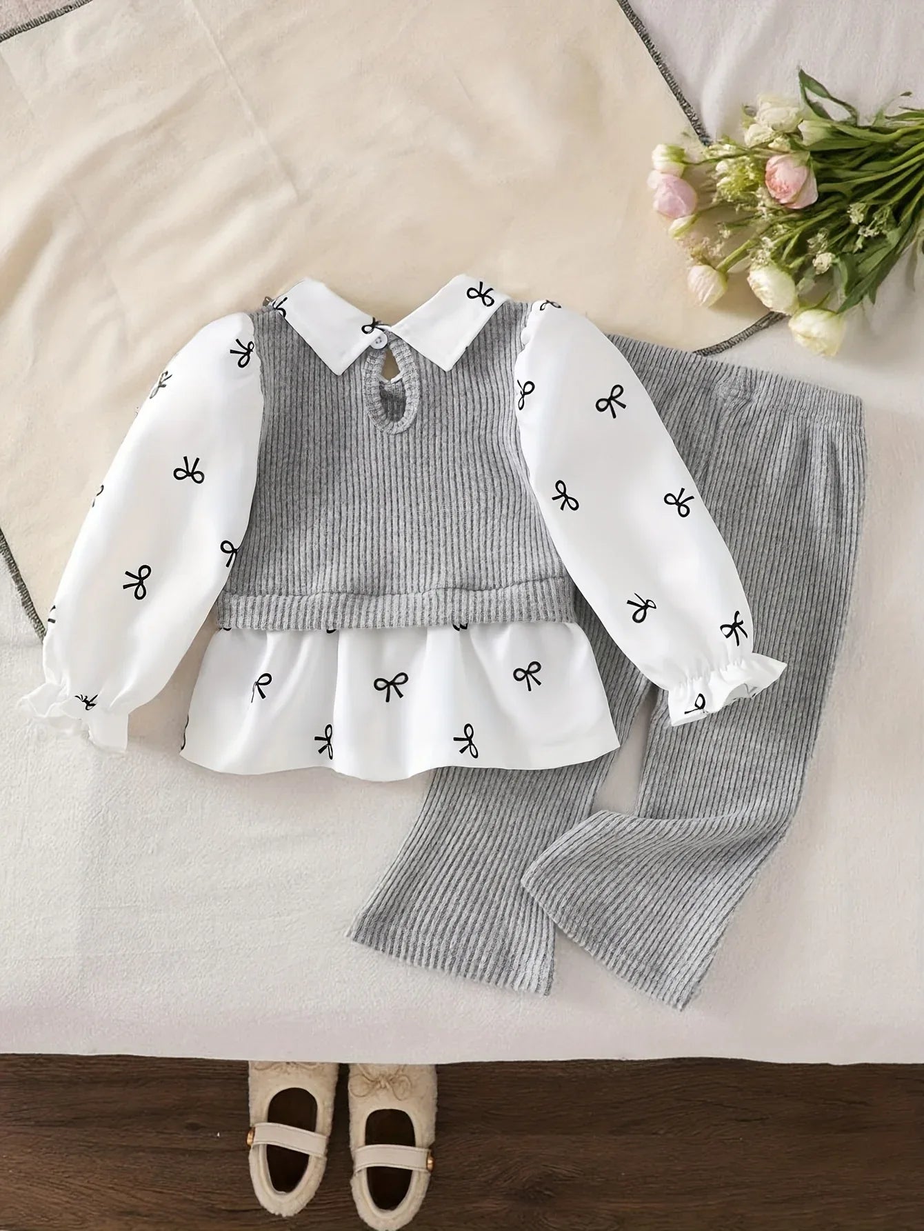TEMU-Girls' Spring/Autumn Elegant 2pcs Set - alotasawkli