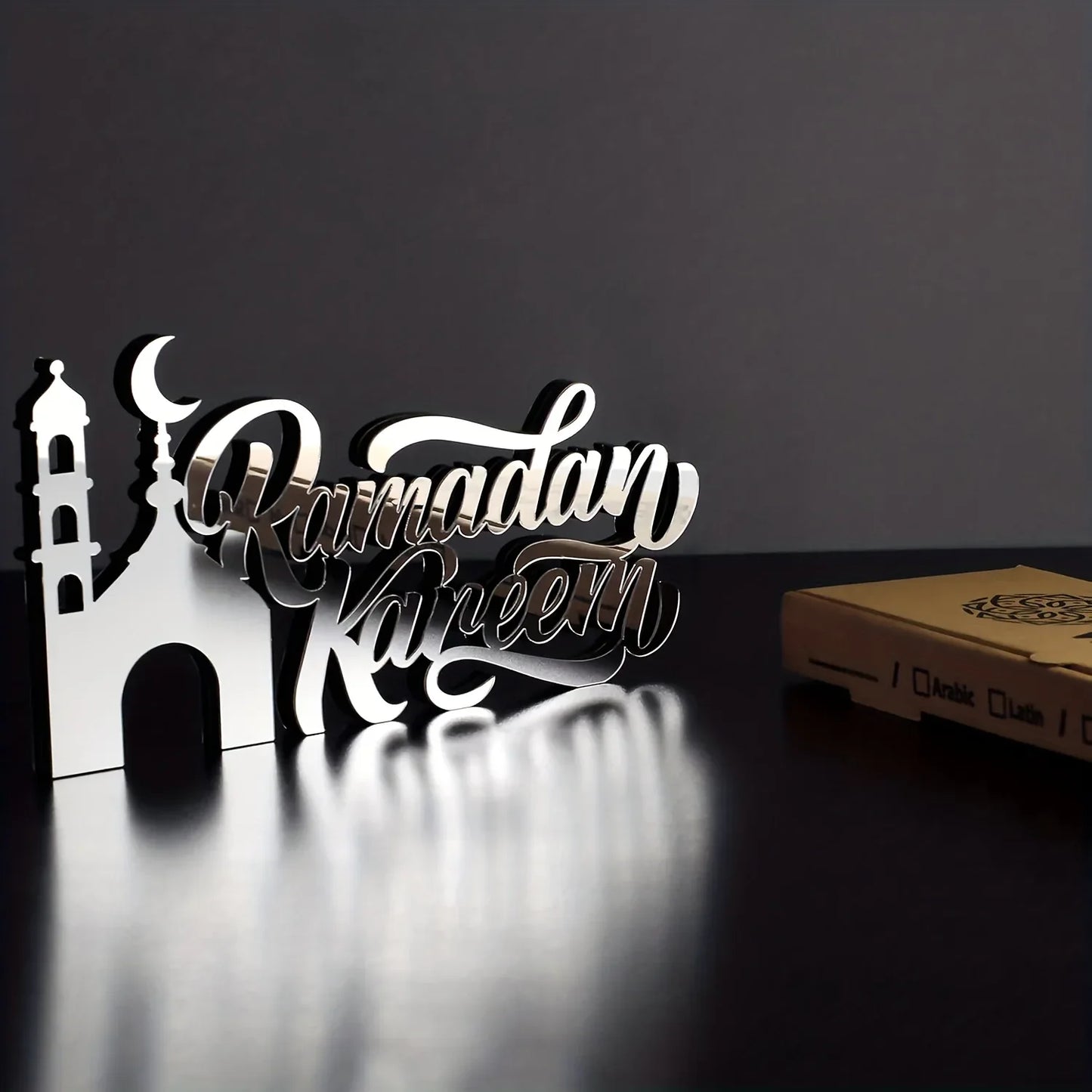 TEMU-2D Flat, Eid Wooden Acrylic Islamic Tabletop Decoration - alotasawkli