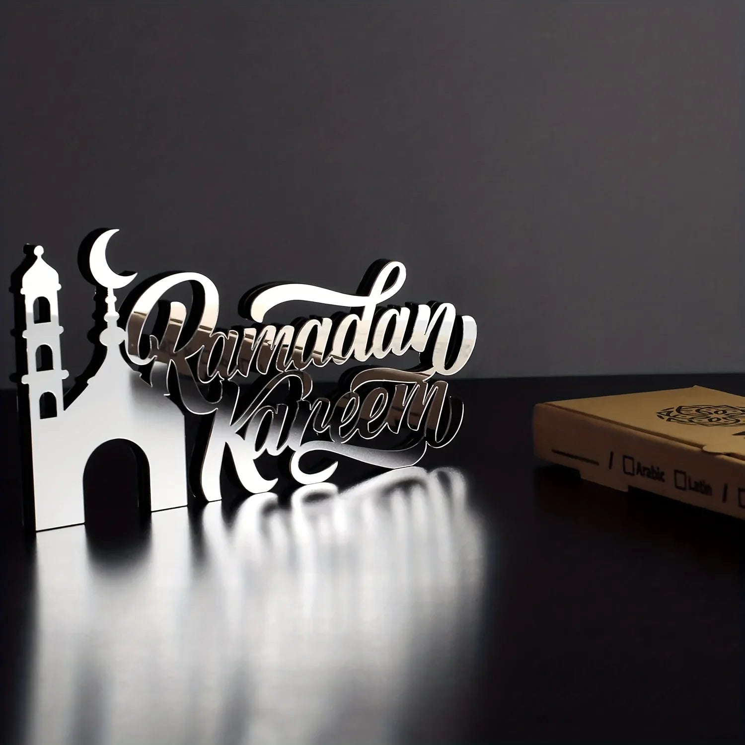 TEMU-2D Flat, Eid Wooden Acrylic Islamic Tabletop Decoration - alotasawkli