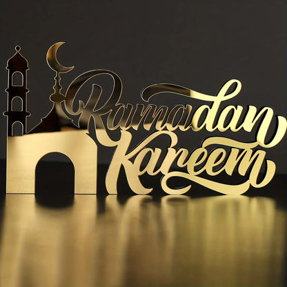 TEMU-2D Flat, Eid Wooden Acrylic Islamic Tabletop Decoration - alotasawkli