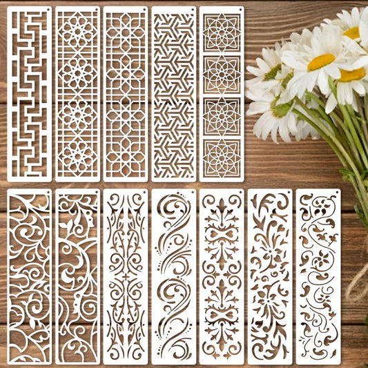 12pcs Reusable Stencil Templates with Flora - alotasawkli