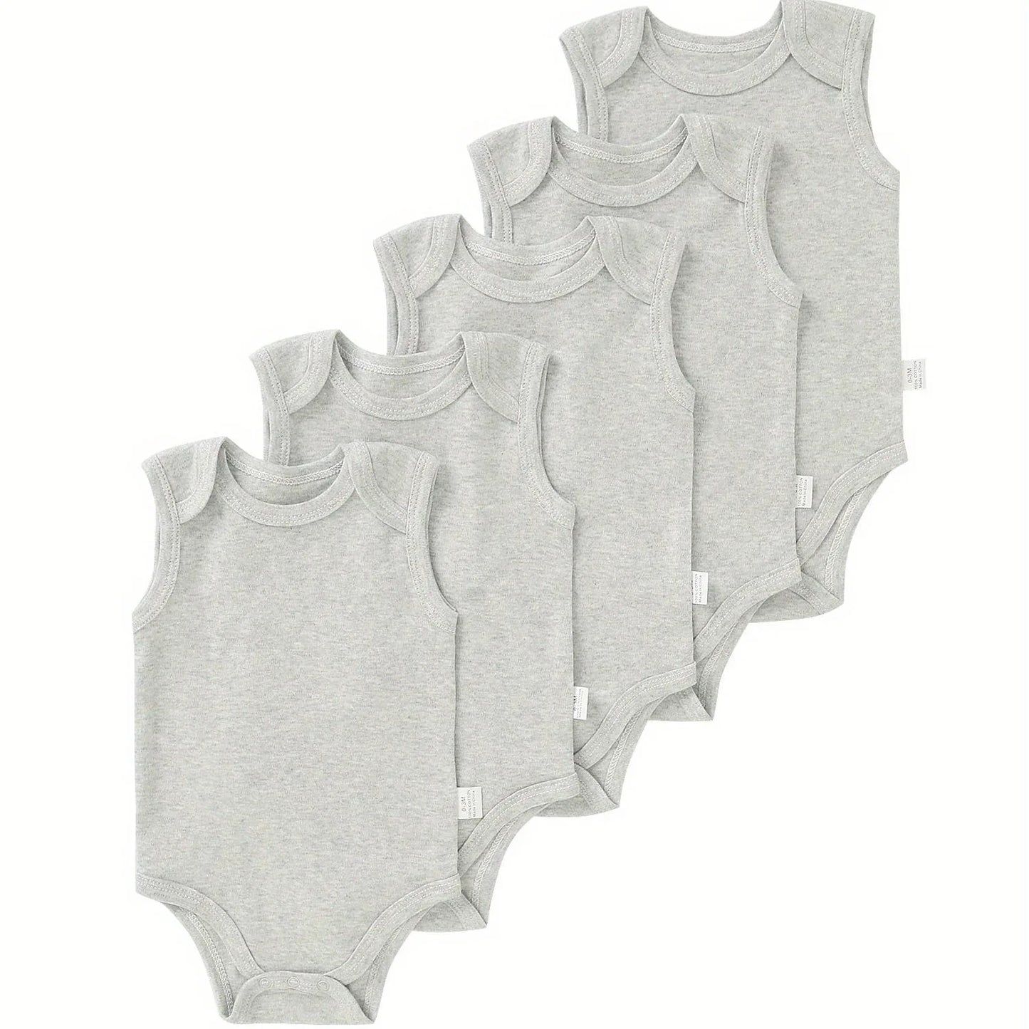 TEMU-5pcs Baby Boy Solid Color Basic Bodysuit - alotasawkli