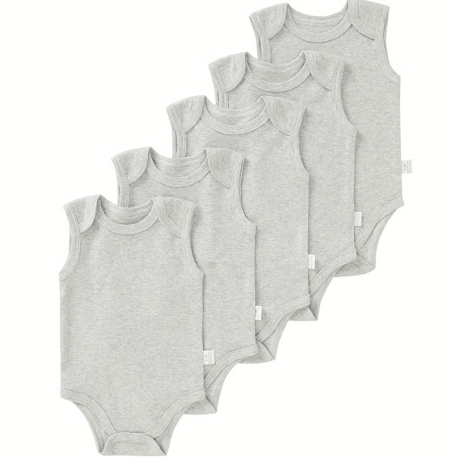TEMU-5pcs Baby Boy Solid Color Basic Bodysuit - alotasawkli