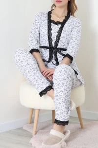 Women's 3-Piece Leopard Print Pajama Set