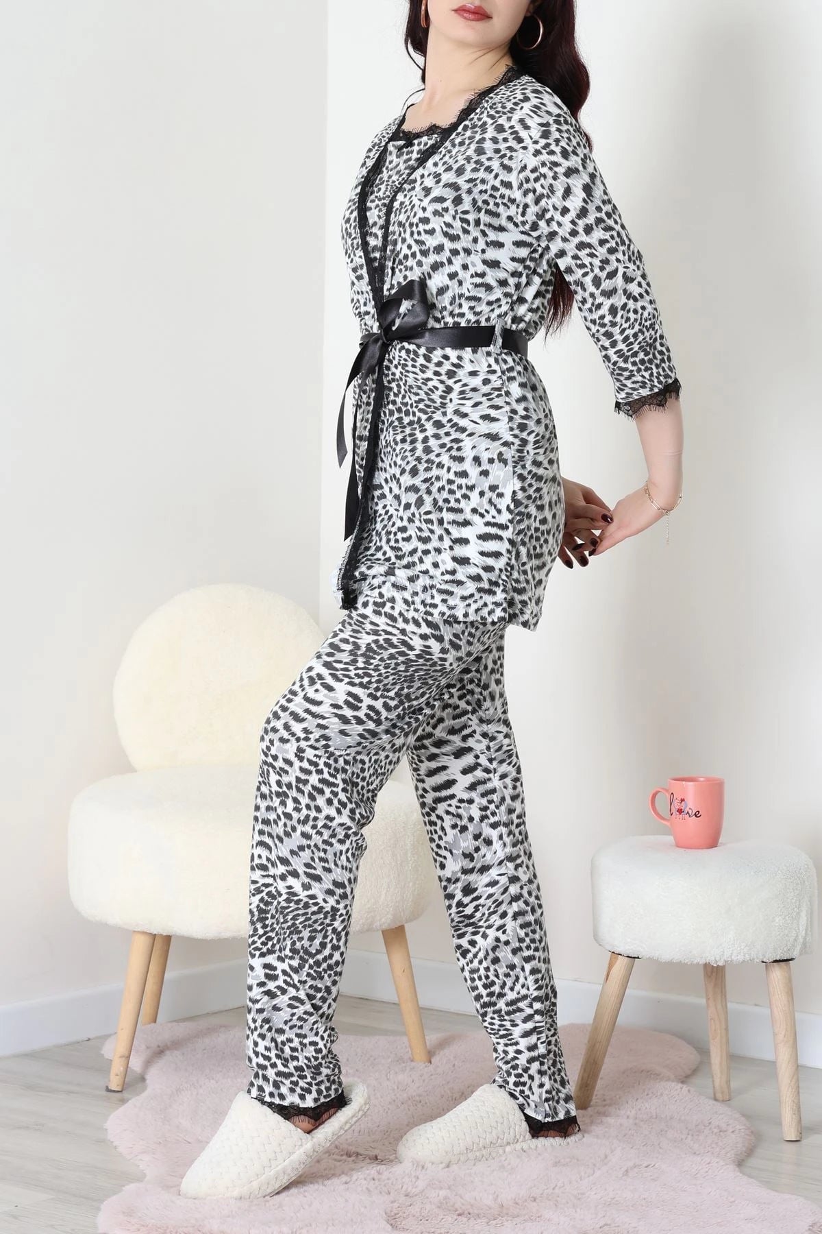 Women's 3-Piece Leopard Print Pajama Set