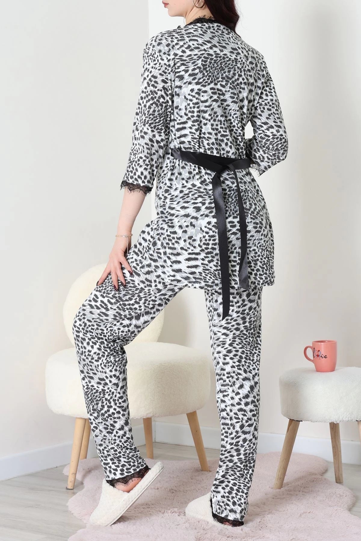 Women's 3-Piece Leopard Print Pajama Set