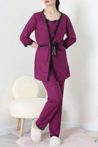 Women's 3-Piece Leopard Print Pajama Set