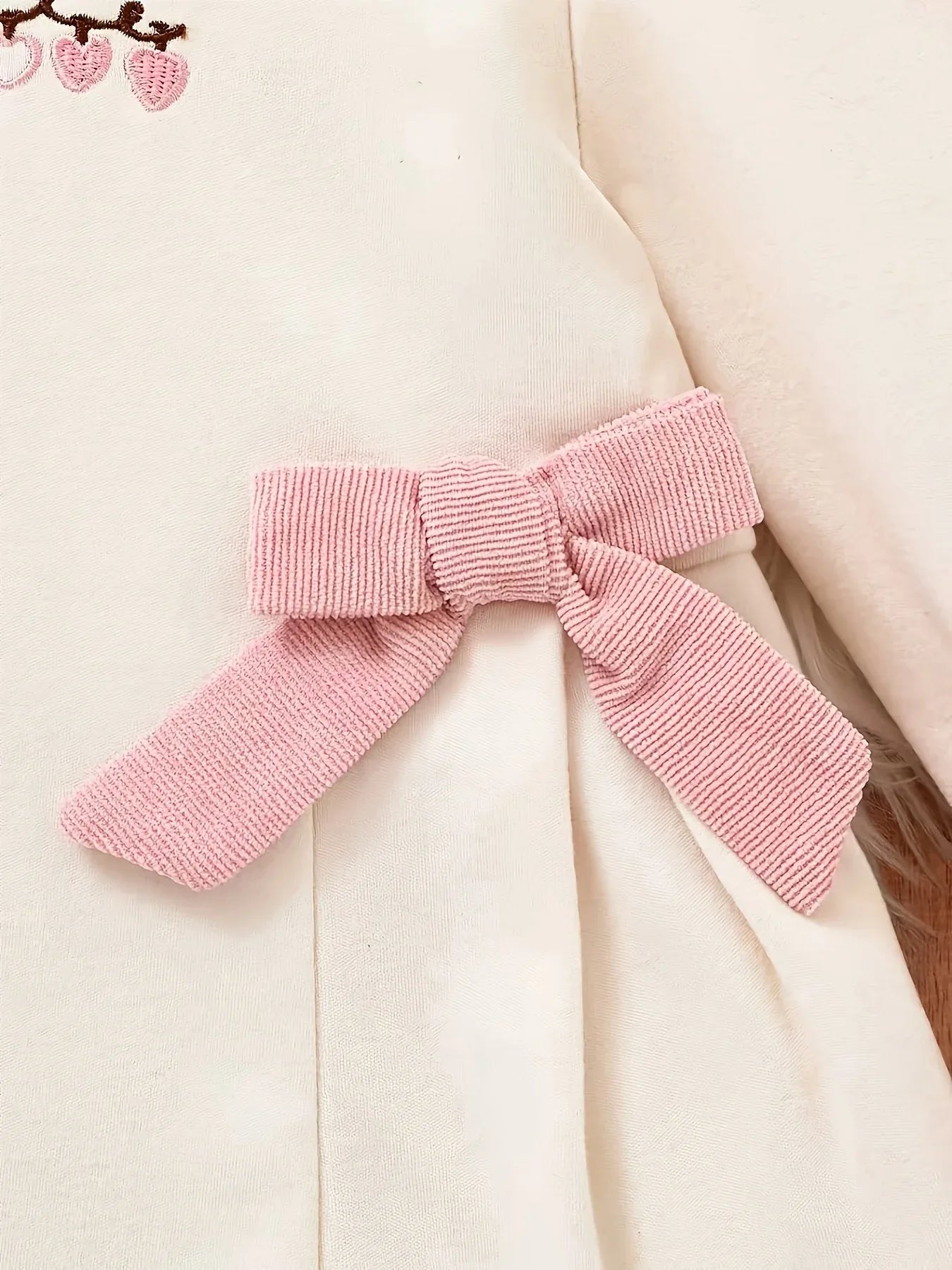 1pc 's Long Sleeve Dress with Heart-Embellished Bow Waist - Solid Color Spring/Fall Dress, Machine-Washable Casual Outfit for Girls (1pc Dress) - Easy Diaper Change & Casual Attire - alotasawkli