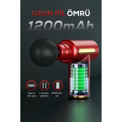 مسدس تدليك مهتز مع 4 رؤوس، أخضر، 19x13 سم - alotasawkli