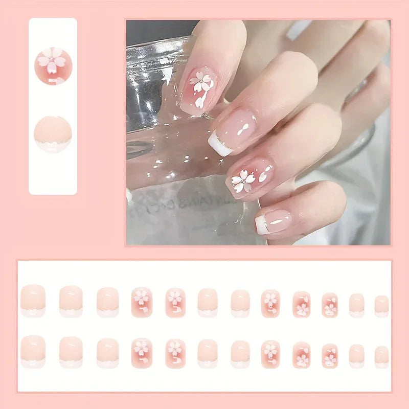 TEMU-24pcs Square Press-On Nails Short Length Glossy Fake Nails - alotasawkli