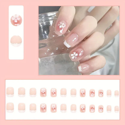 TEMU-24pcs Square Press-On Nails Short Length Glossy Fake Nails - alotasawkli