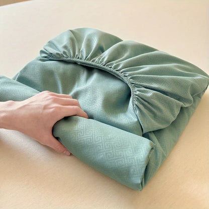TEMU-3pcs Luxury Fitted Sheet Set: One Fitted Sheet + Two Pillowcases - alotasawkli