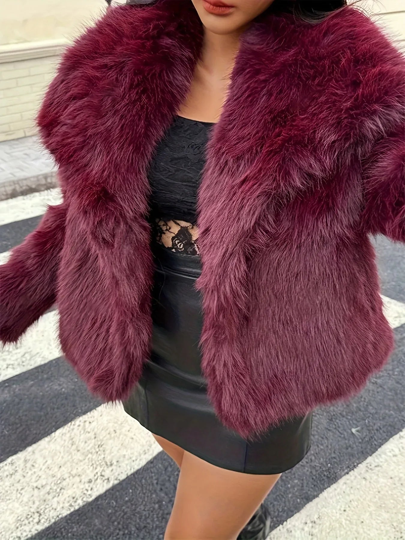 TEMU-Women'S Elegant Faux Fur Coat - alotasawkli