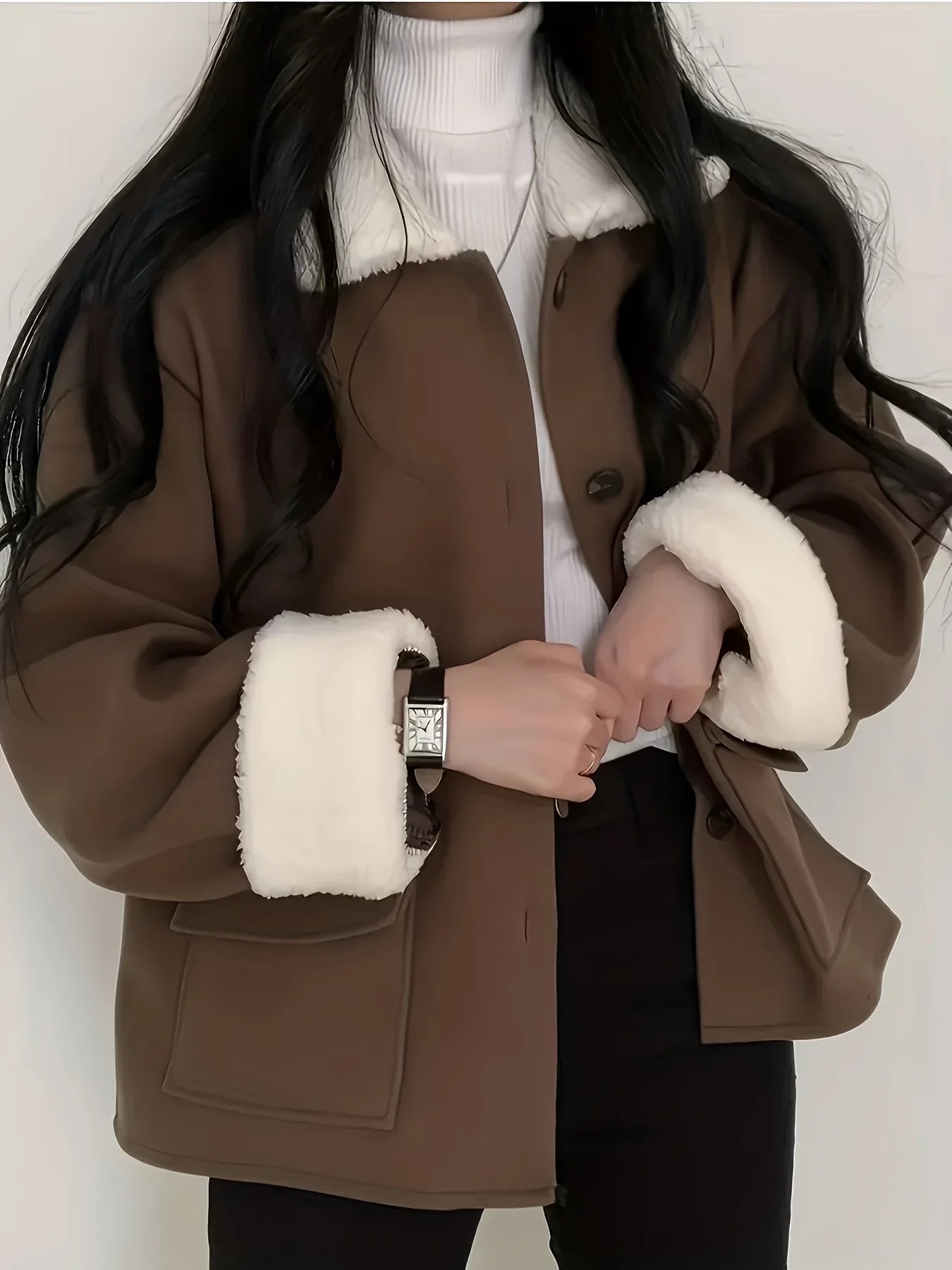TEMU-Autumn-Winter Fashion Flap Collar Loose - alotasawkli