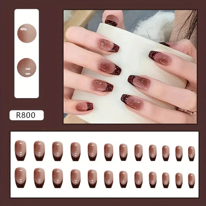 TEMU-24pcs Minimalist French-Style Press-On Nails - alotasawkli
