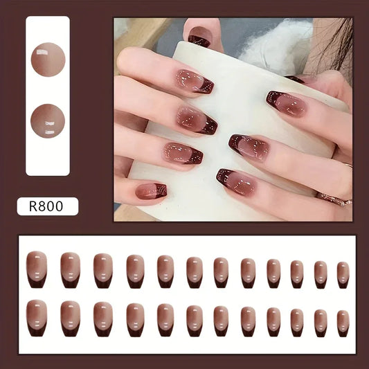 TEMU-24pcs Minimalist French-Style Press-On Nails - alotasawkli