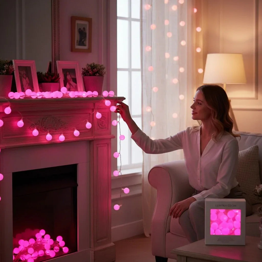 شريط إضاءة LED وردي بطول 5 أمتار - إضاءة LED زخرفية لعيد الميلاد لتزيين الطاولة وغرفة - alotasawkli