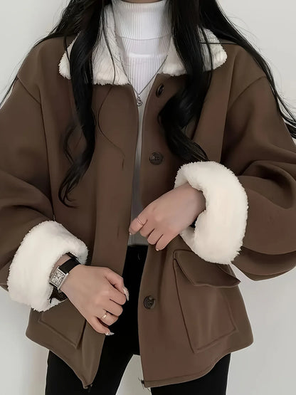 TEMU-Autumn-Winter Fashion Flap Collar Loose - alotasawkli