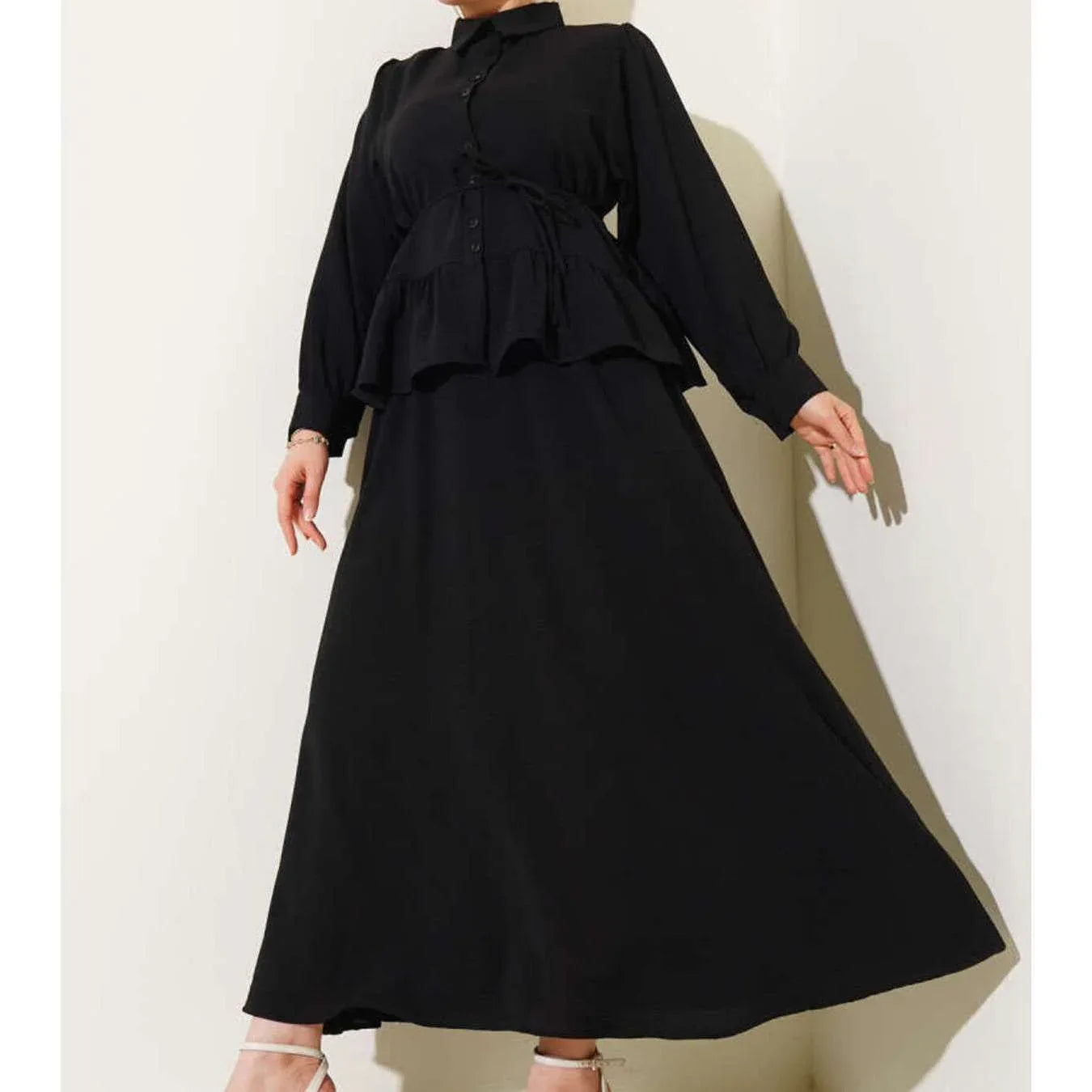VOLT CLOTHING طقم قطعتين بأزرار سحاب وحافة منتفخة - alotasawkli